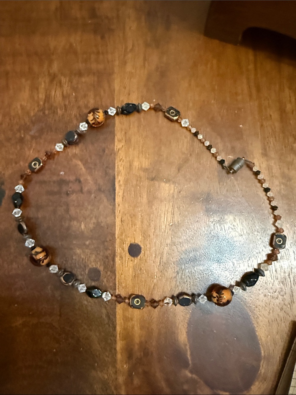 Brown and Amber Beaded Women's Necklace